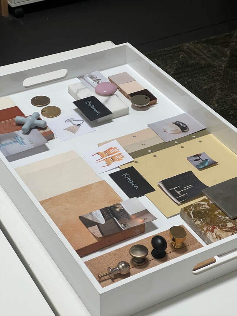 interior design samples on desk